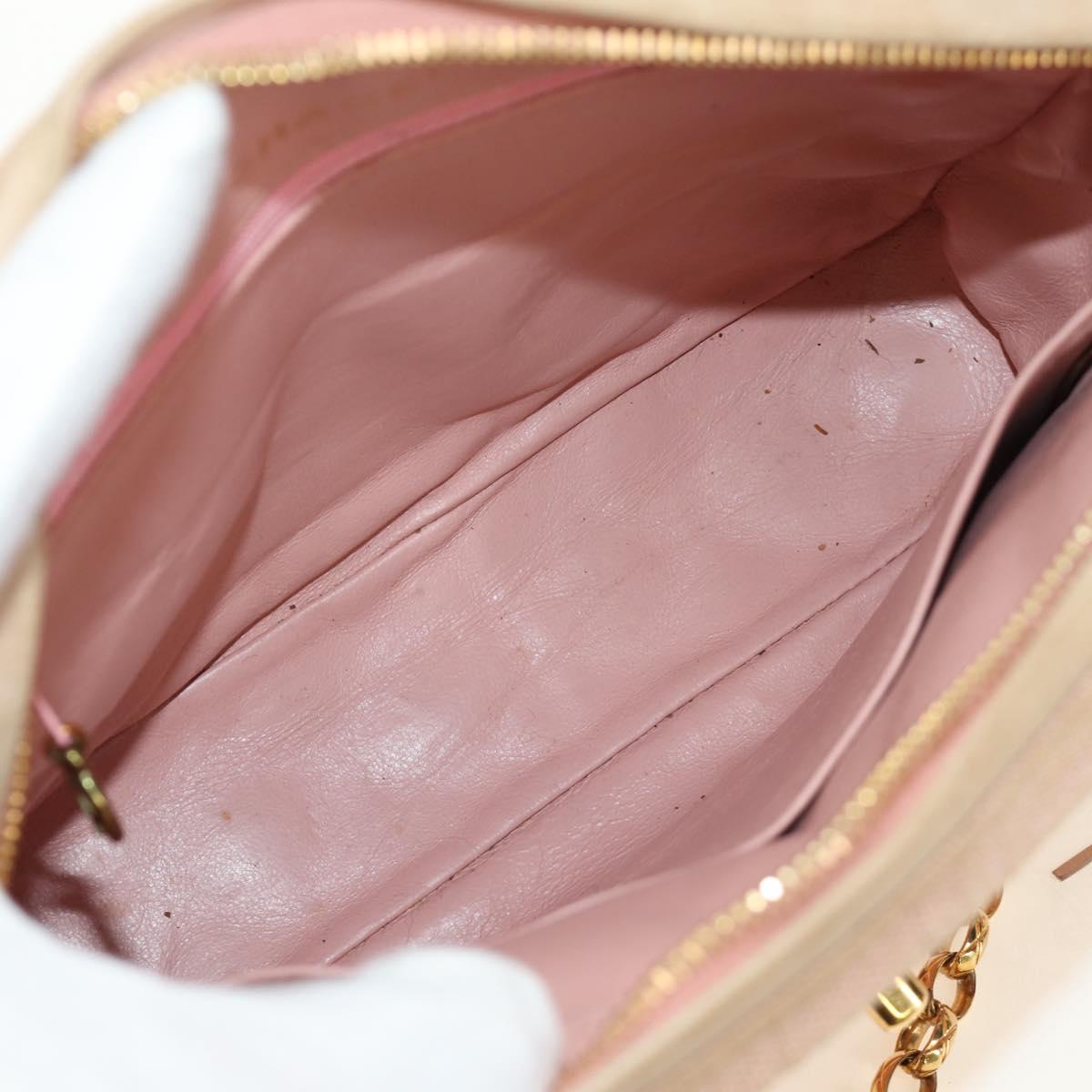 CHANEL Matelasse Chain Shoulder Bag Canvas Pink Gold CC Auth 183065M