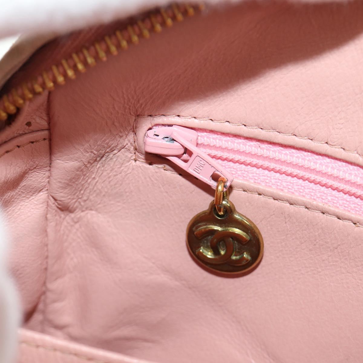 CHANEL Matelasse Chain Shoulder Bag Canvas Pink Gold CC Auth 183065M