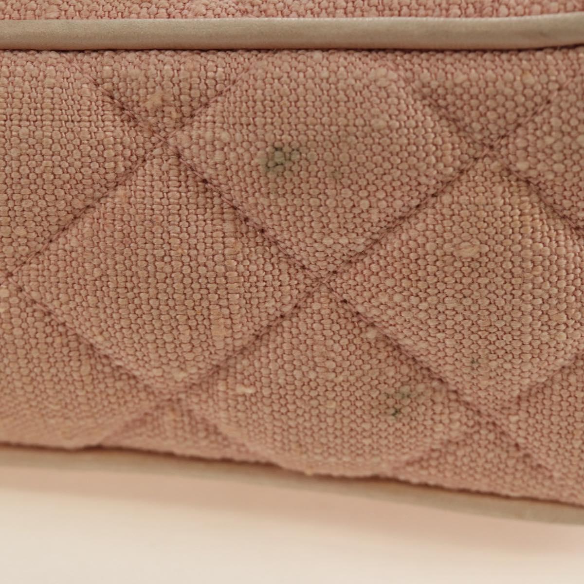 CHANEL Matelasse Chain Shoulder Bag Canvas Pink Gold CC Auth 183065M