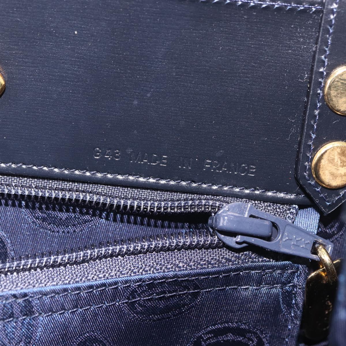 CARTIER Hand Bag Leather Black Gold Auth 183066A