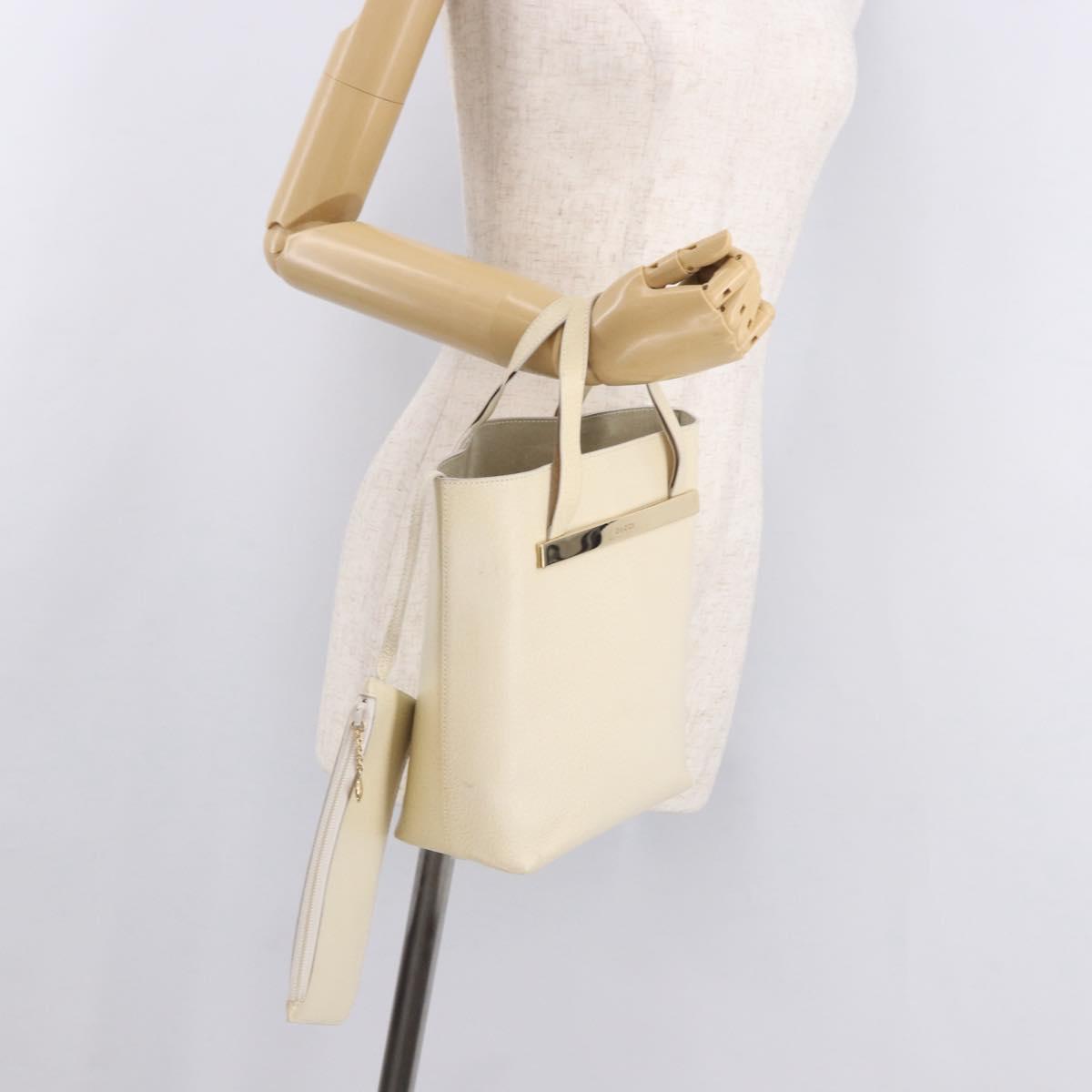 GUCCI Hand Bag Leather Ivory Gold 000 2058 0558 0 Auth 183070