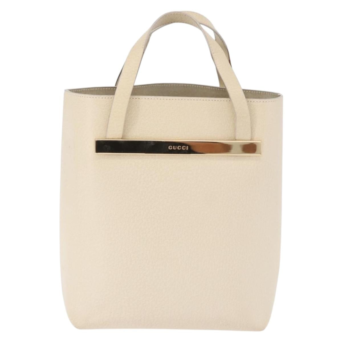 GUCCI Hand Bag Leather Ivory Gold 000 2058 0558 0 Auth 183070