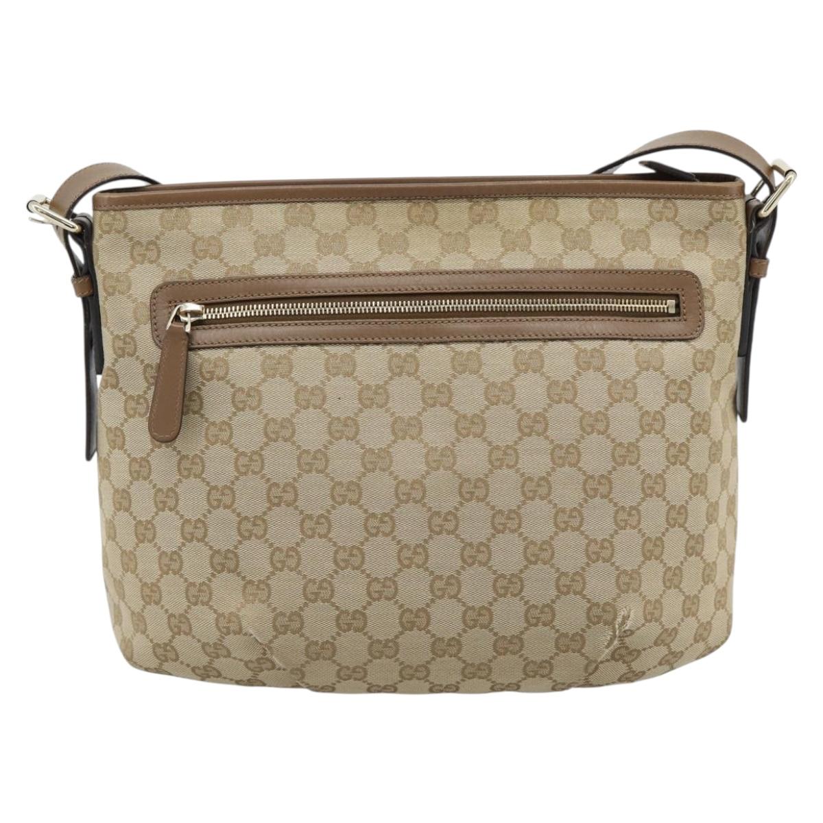 GUCCI GG Canvas Shoulder Bag Outlet Beige Gold 388930 Auth 183071