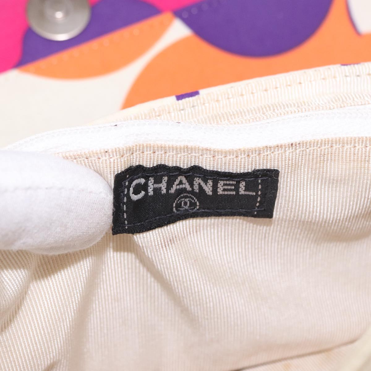 CHANEL Choco Bar Chain Shoulder Bag Cotton Multicolor Silver CC Auth 183077A