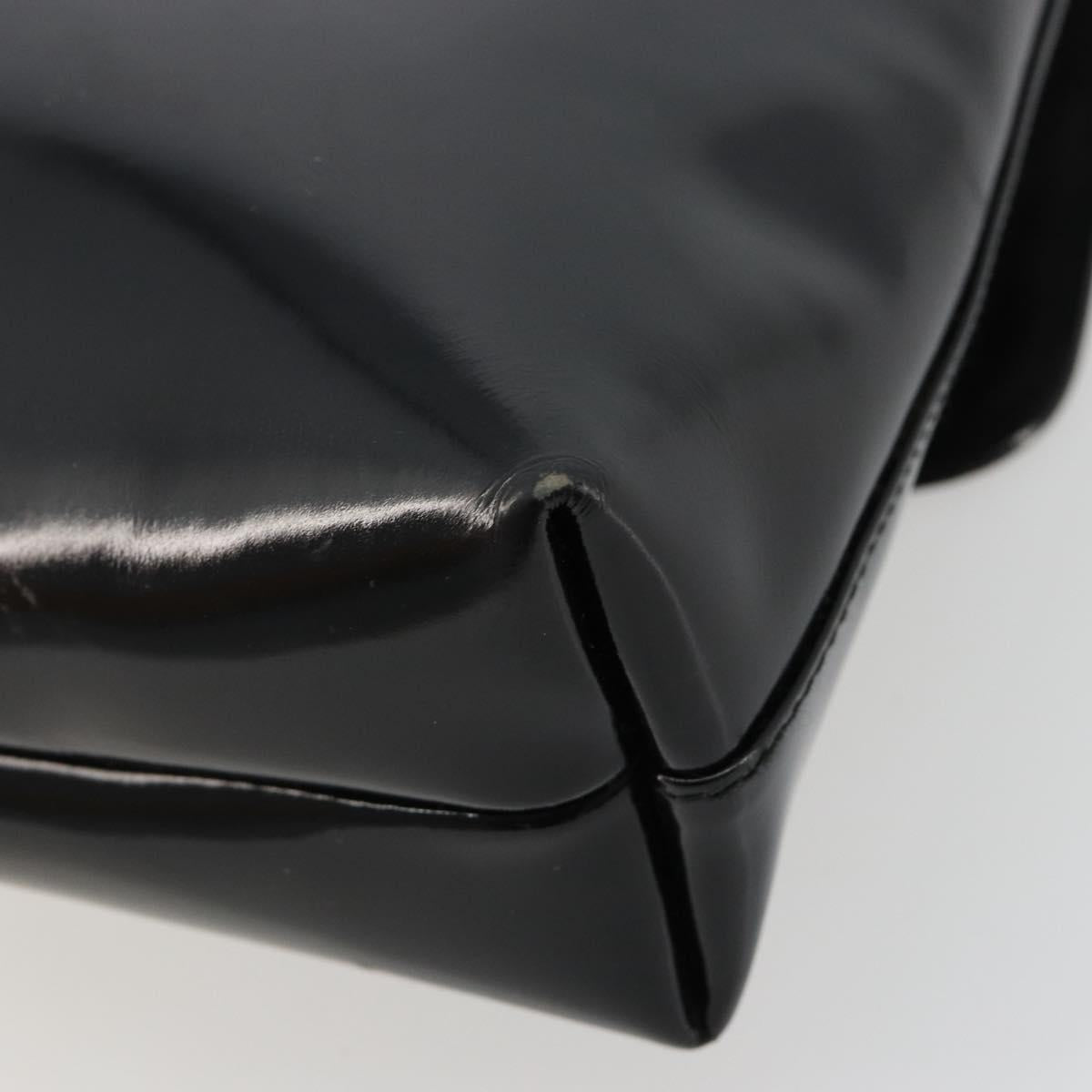 GUCCI Shoulder Bag Patent Leather Black Silver 002 2113 0416 Auth 183078