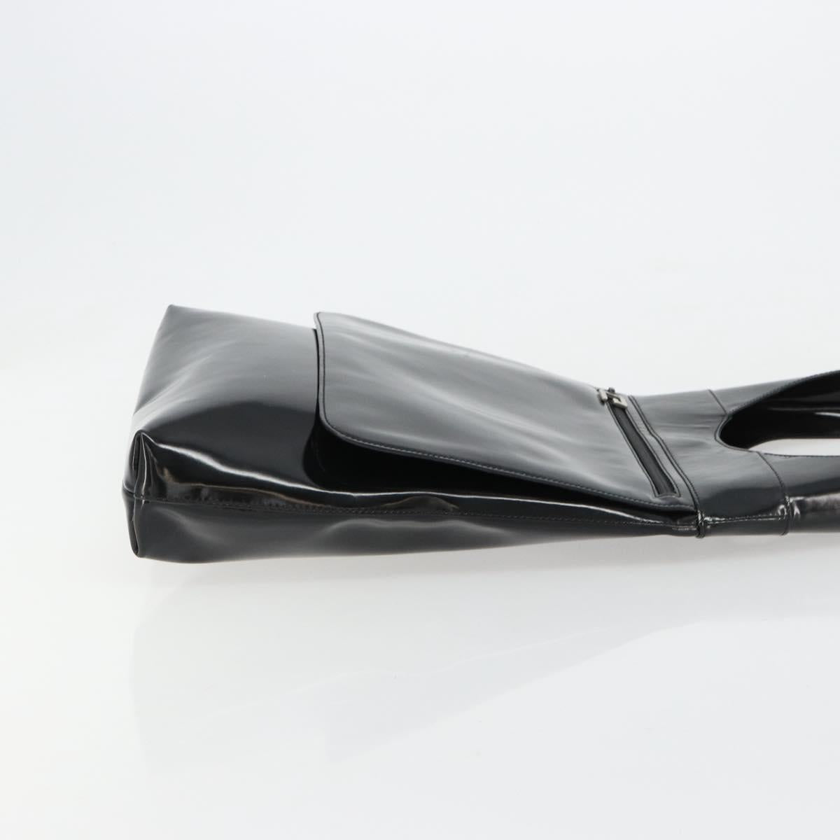 GUCCI Shoulder Bag Patent Leather Black Silver 002 2113 0416 Auth 183078
