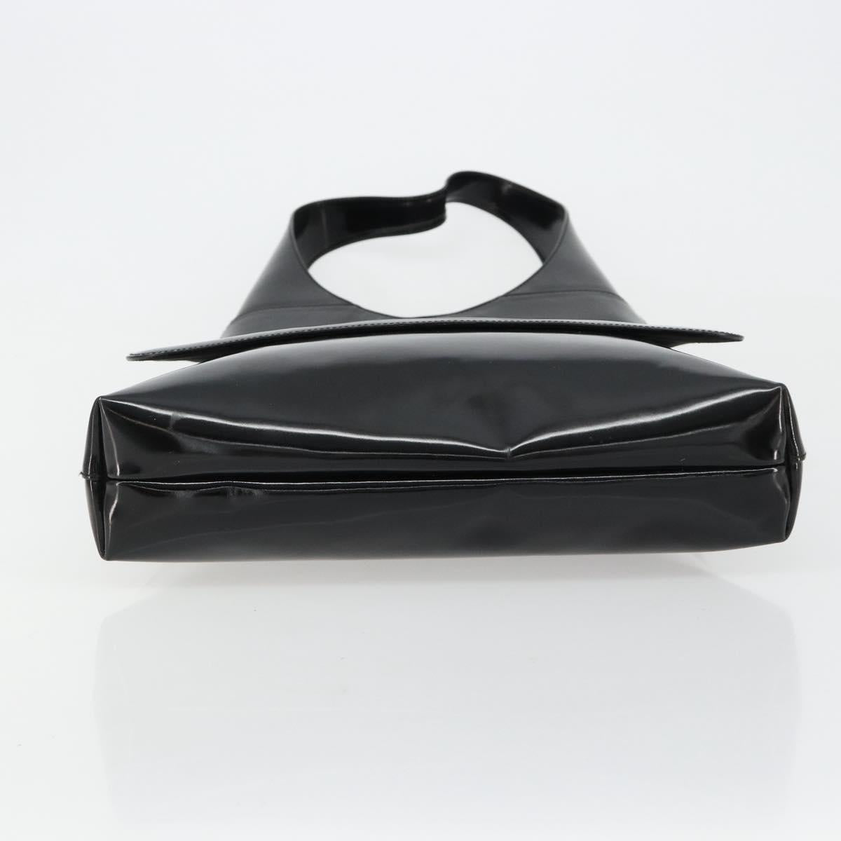 GUCCI Shoulder Bag Patent Leather Black Silver 002 2113 0416 Auth 183078