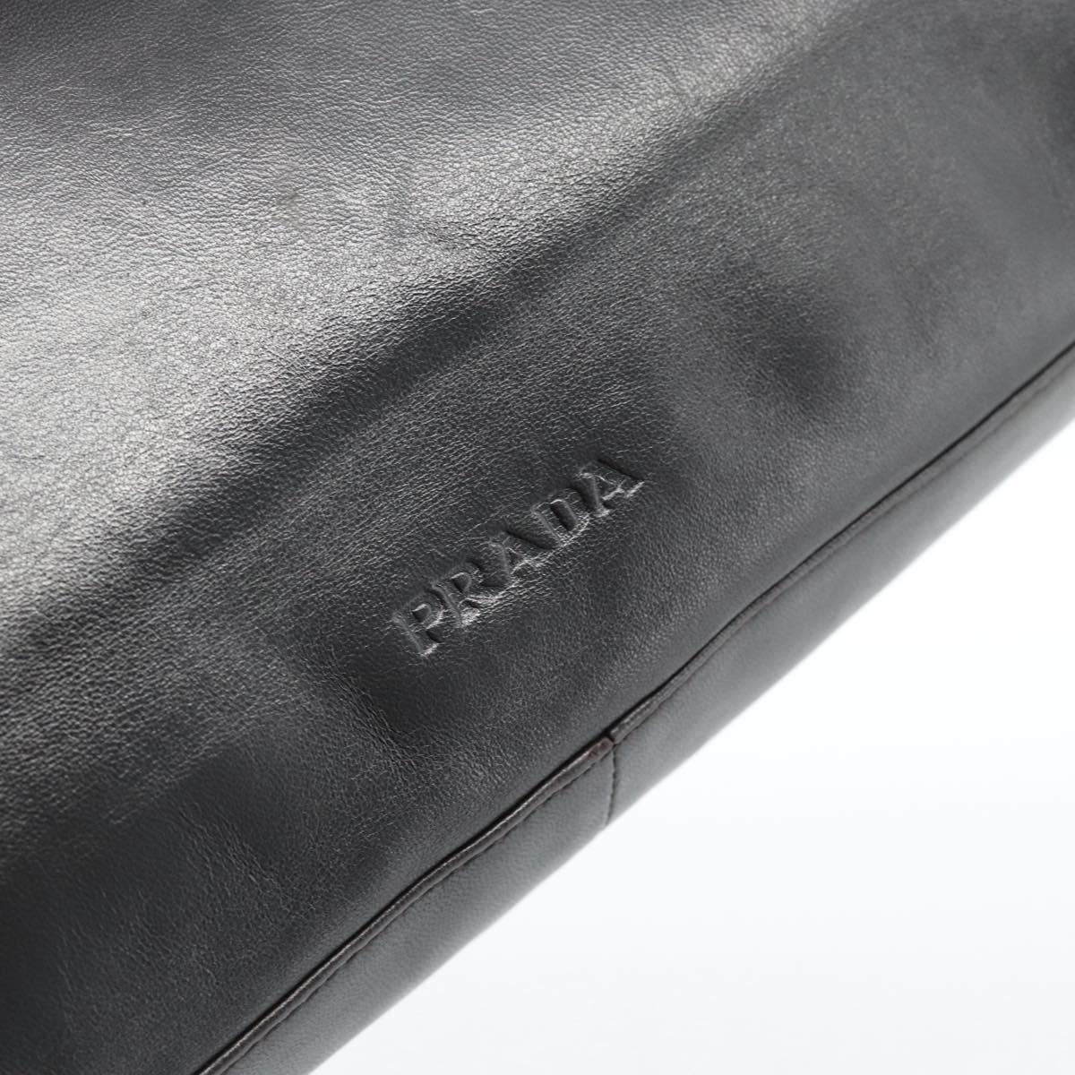 PRADA Plastic Chain Shoulder Tote Bag Leather Brown Silver Auth 183079A