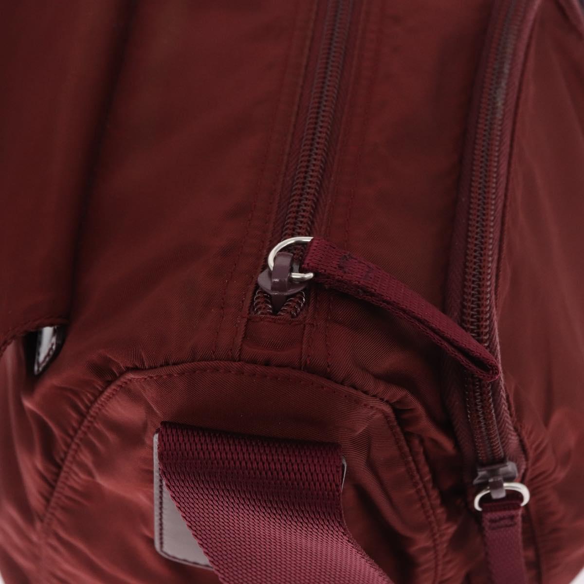 PRADA Shoulder Bag Nylon Red Silver Auth 183081A