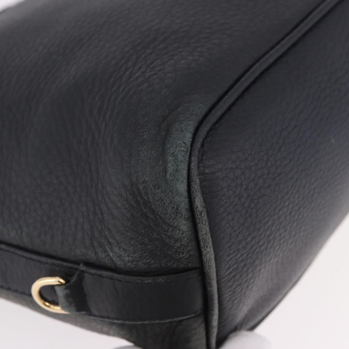 BOTTEGA VENETA Shoulder Bag Leather Black Gold Auth 183082A
