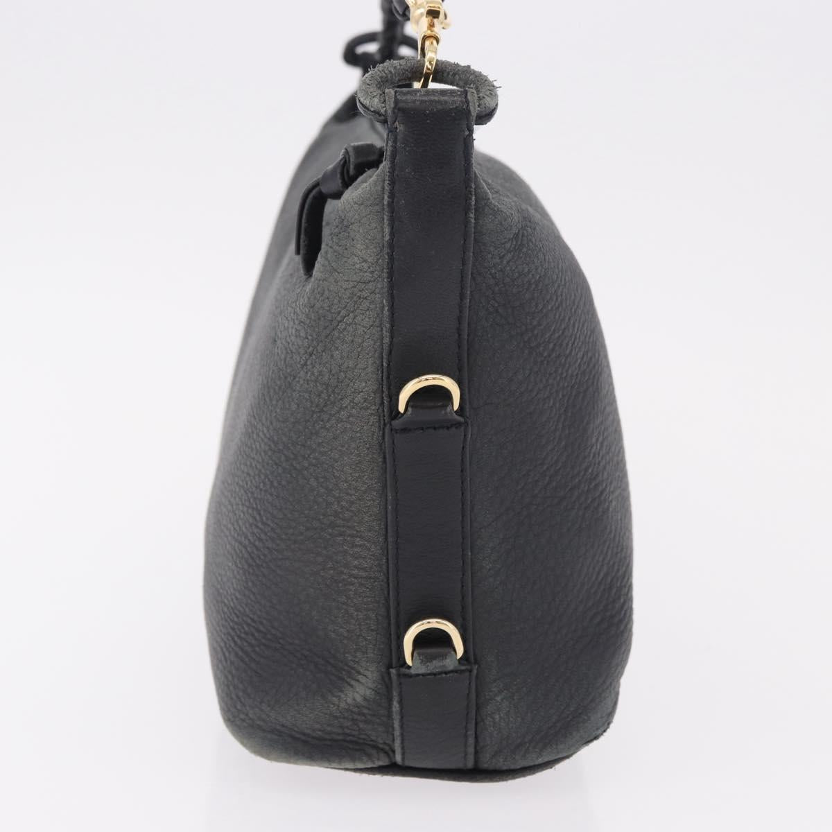 BOTTEGA VENETA Shoulder Bag Leather Black Gold Auth 183082A
