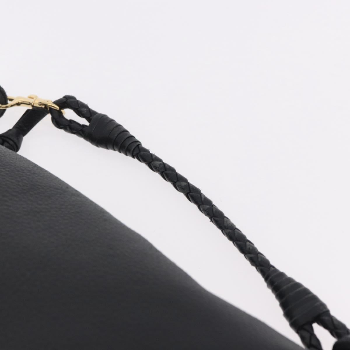 BOTTEGA VENETA Shoulder Bag Leather Black Gold Auth 183082A