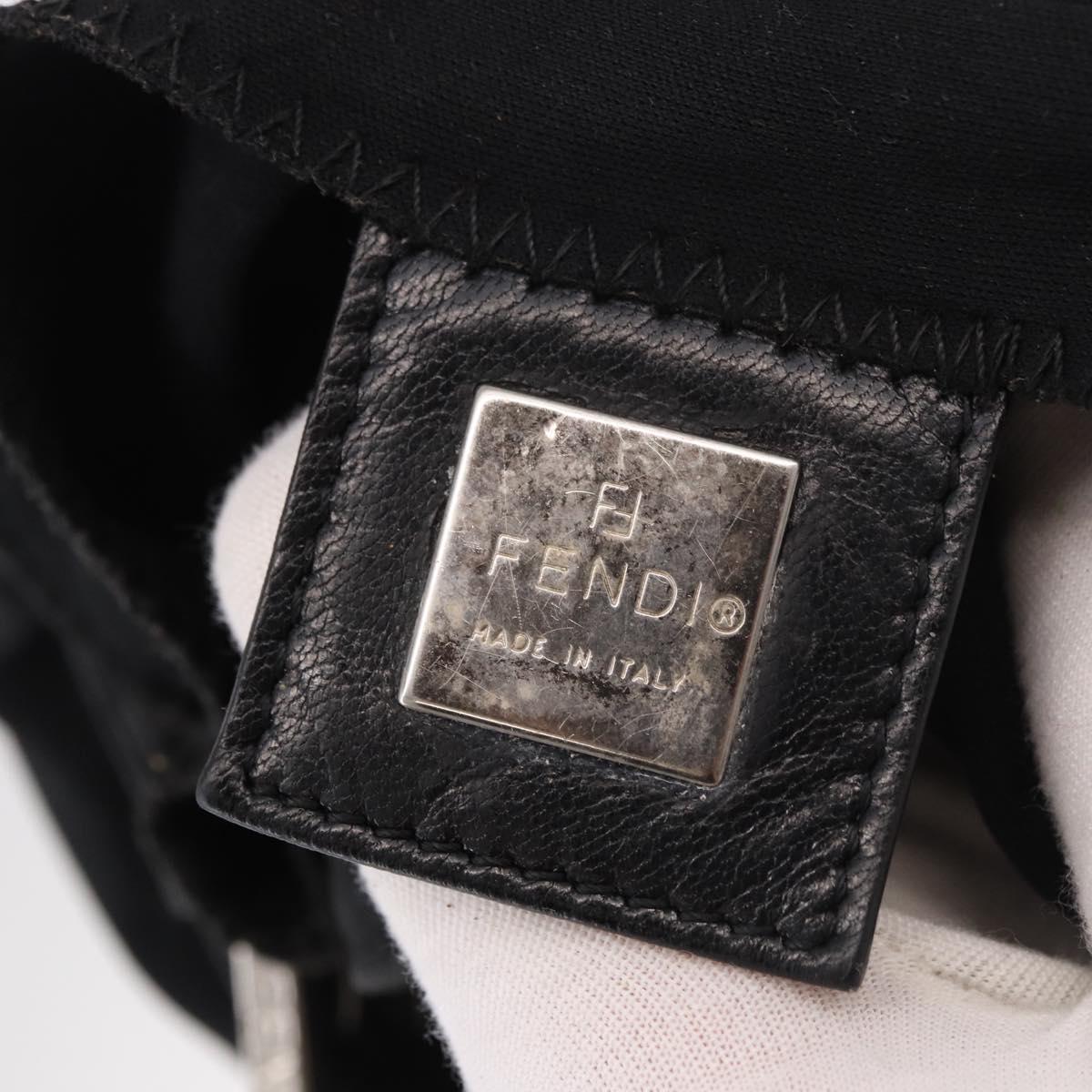 FENDI Mamma Baguette Shoulder Bag Cotton Jersey Black Silver Auth 183088