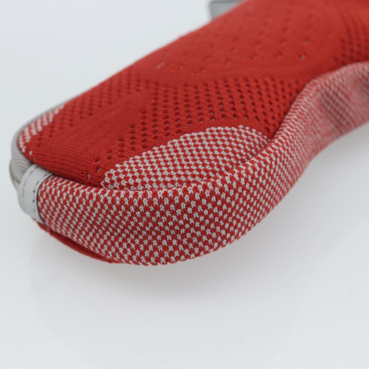 GUCCI Pouch Cotton Red Silver Auth 183091M