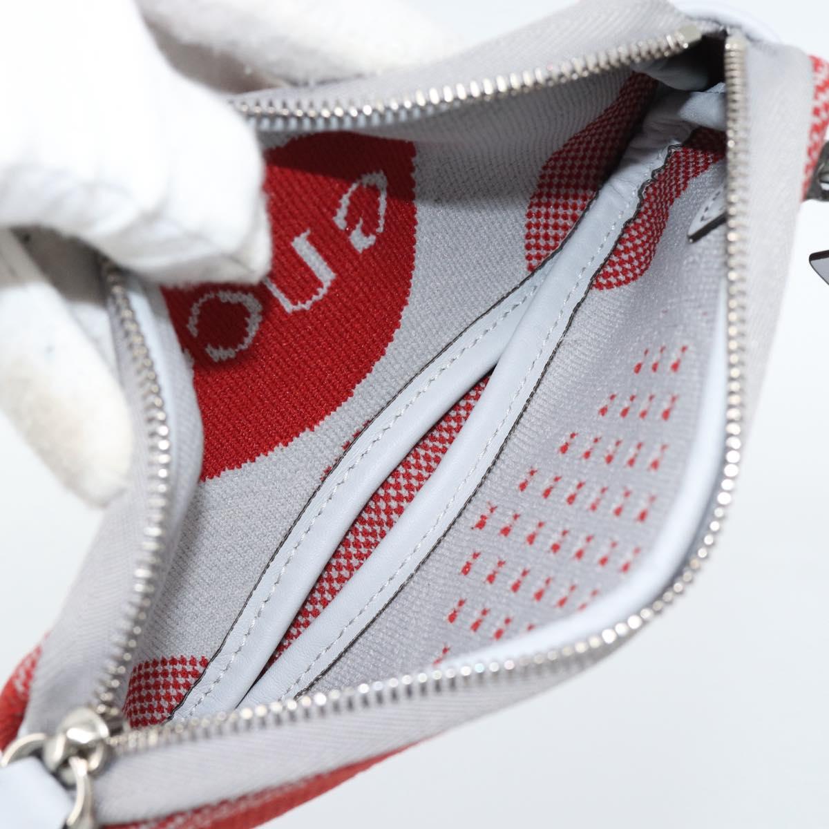 GUCCI Pouch Cotton Red Silver Auth 183091M