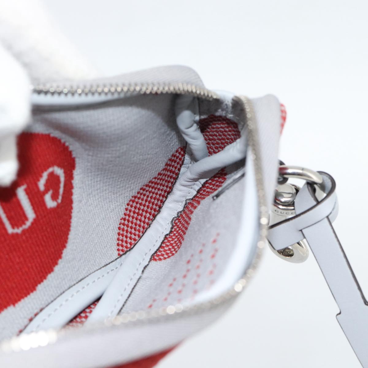 GUCCI Pouch Cotton Red Silver Auth 183091M