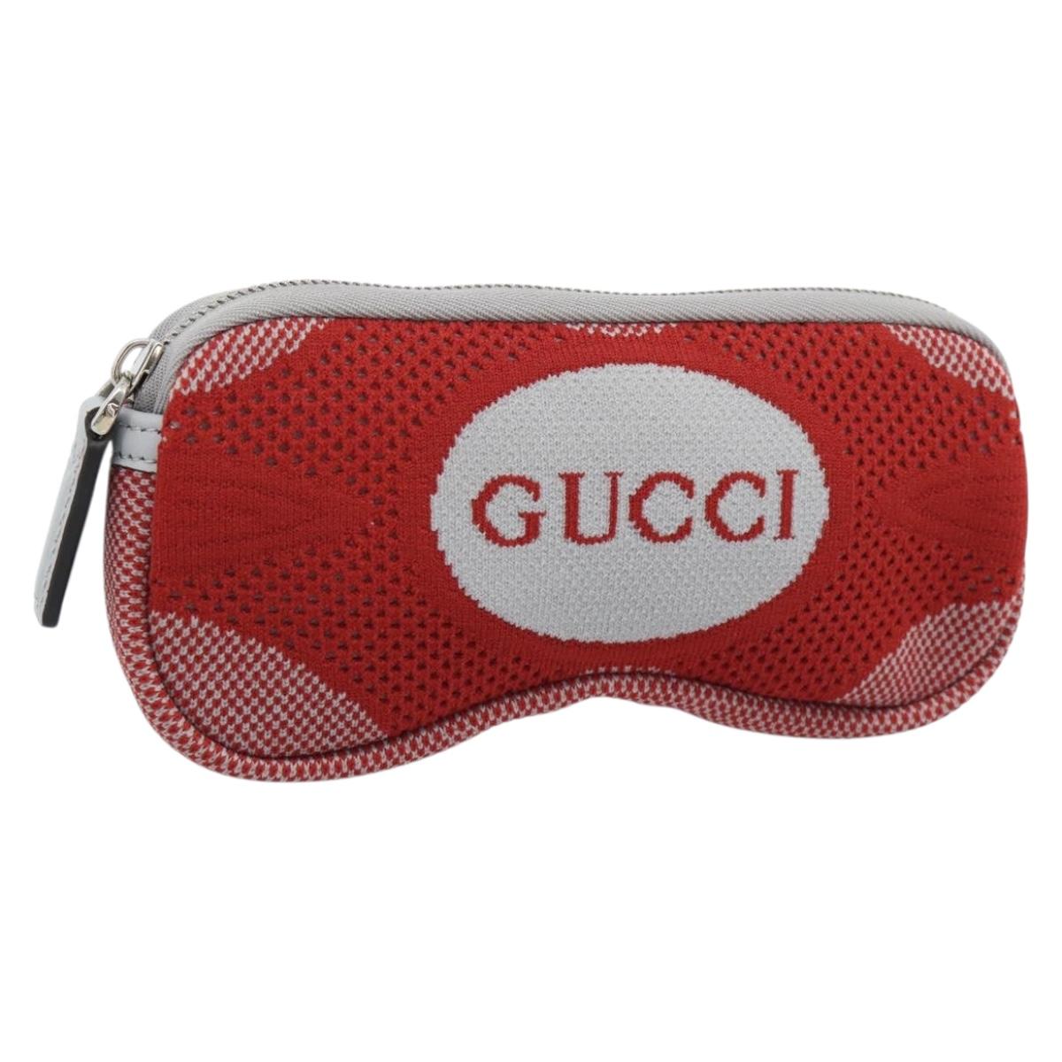 GUCCI Pouch Cotton Red Silver Auth 183091M