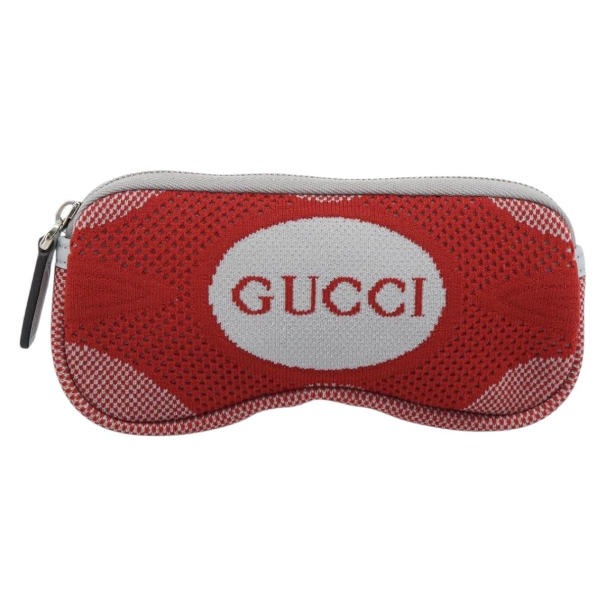 GUCCI Pouch Cotton Red Silver Auth 183091M