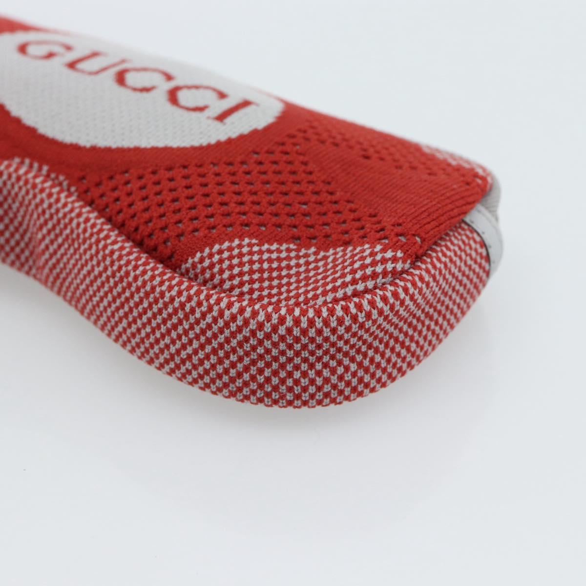 GUCCI Pouch Cotton Red Silver Auth 183091M