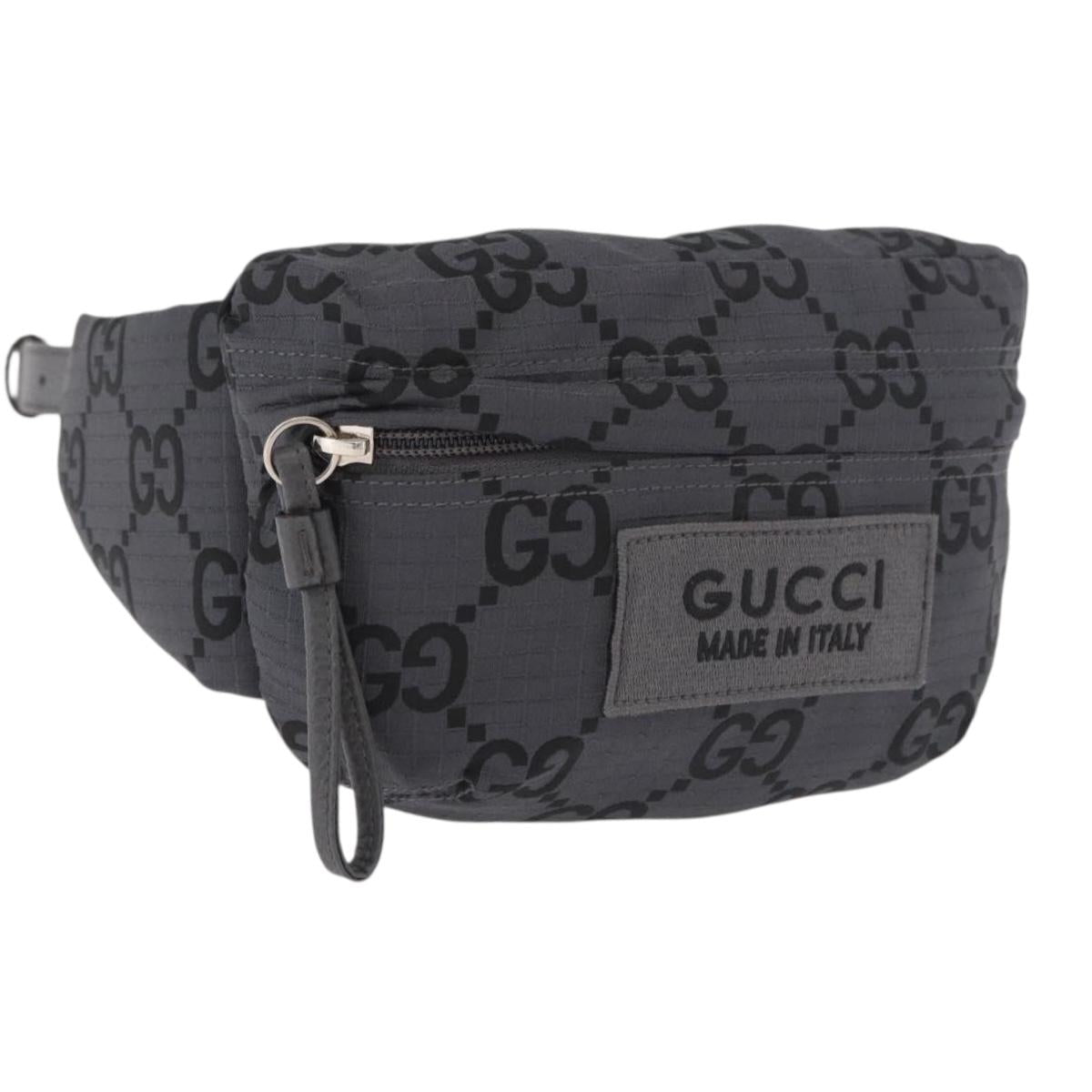 GUCCI GG Canvas Waist bag Gray Silver 767934 Auth 183092M
