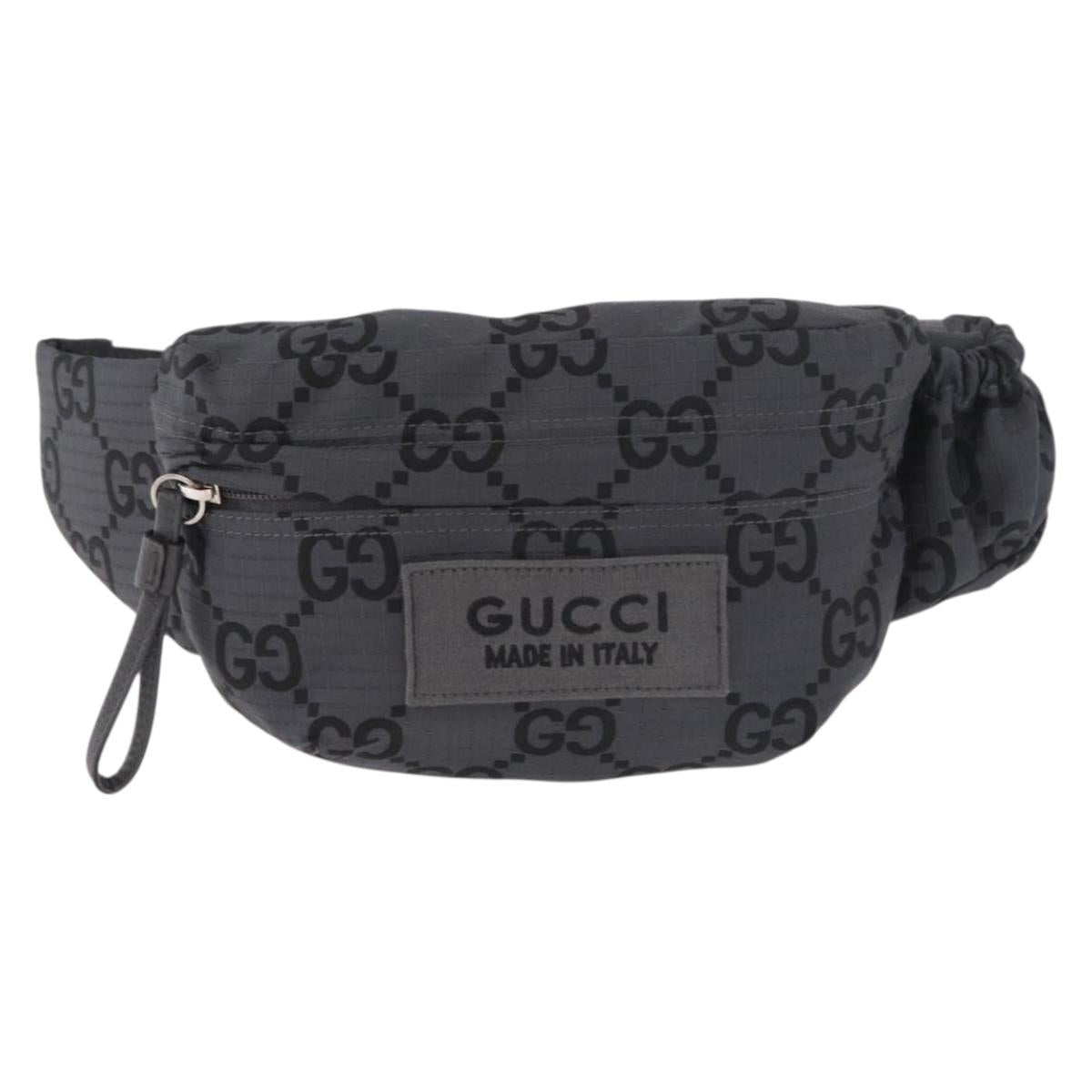 GUCCI GG Canvas Waist bag Gray Silver 767934 Auth 183092M