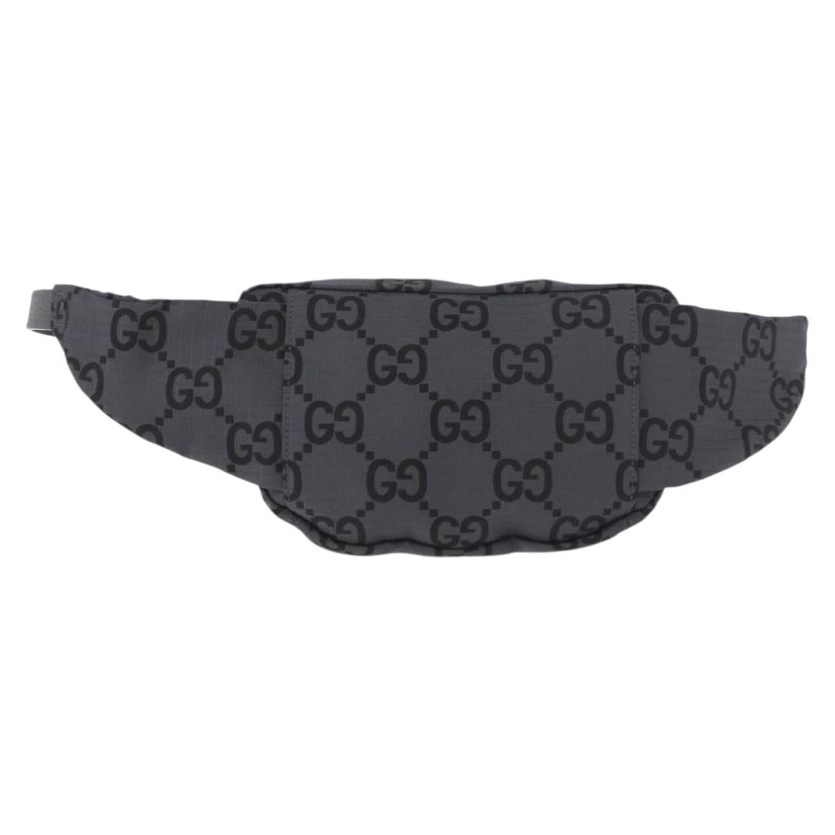 GUCCI GG Canvas Waist bag Gray Silver 767934 Auth 183092M
