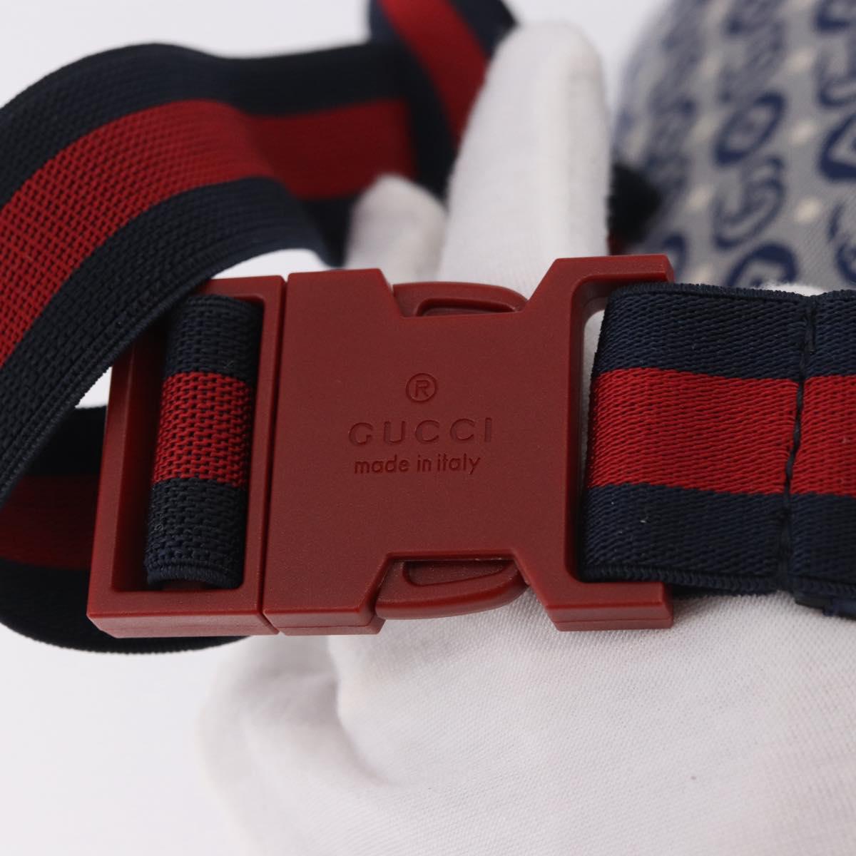 GUCCI Sherry Line Waist bag Canvas Navy Silver Red 502095 Auth 183093M