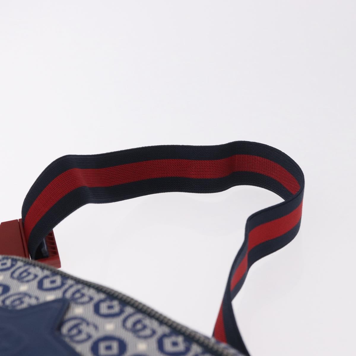 GUCCI Sherry Line Waist bag Canvas Navy Silver Red 502095 Auth 183093M