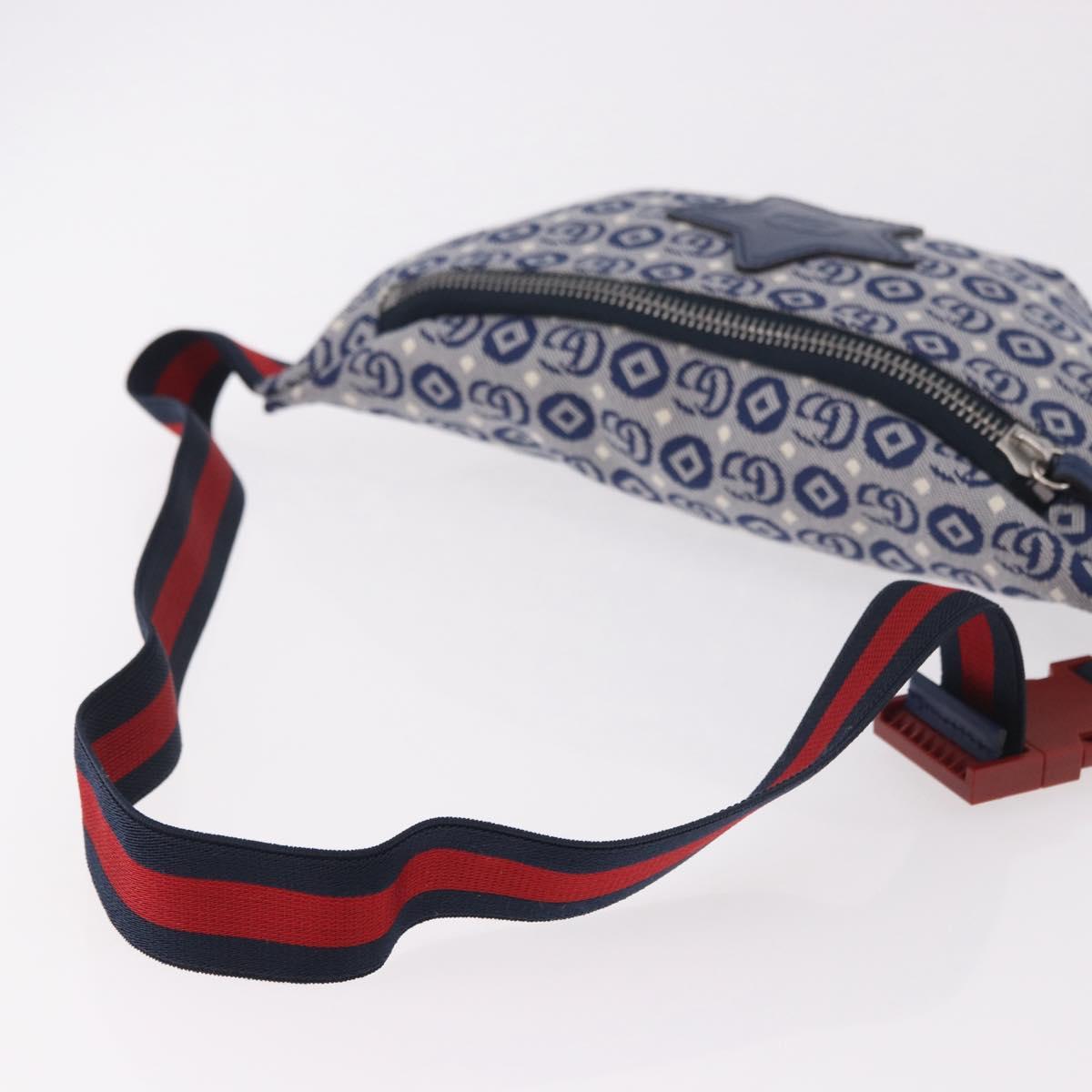 GUCCI Sherry Line Waist bag Canvas Navy Silver Red 502095 Auth 183094M