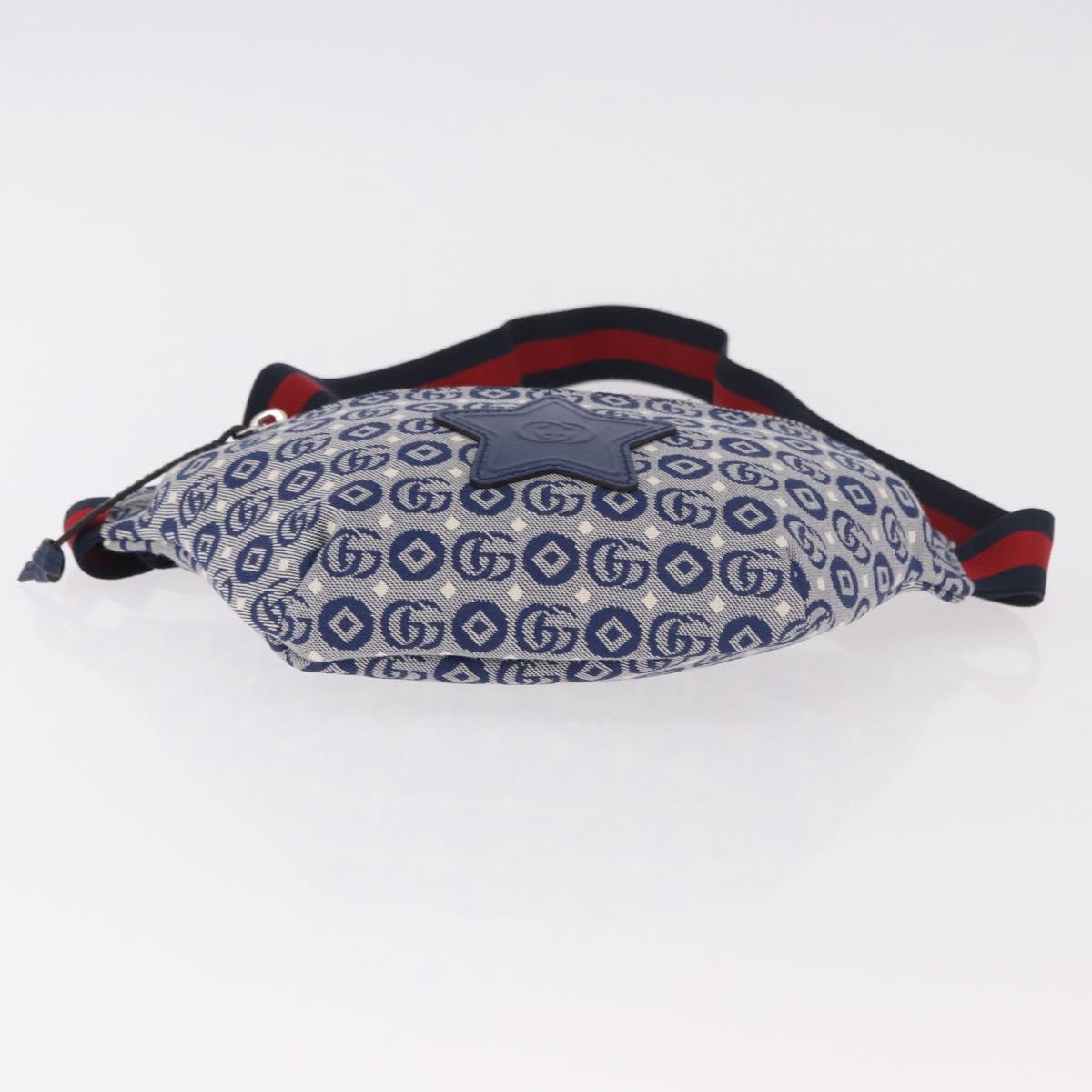 GUCCI Sherry Line Waist bag Canvas Navy Silver Red 502095 Auth 183094M