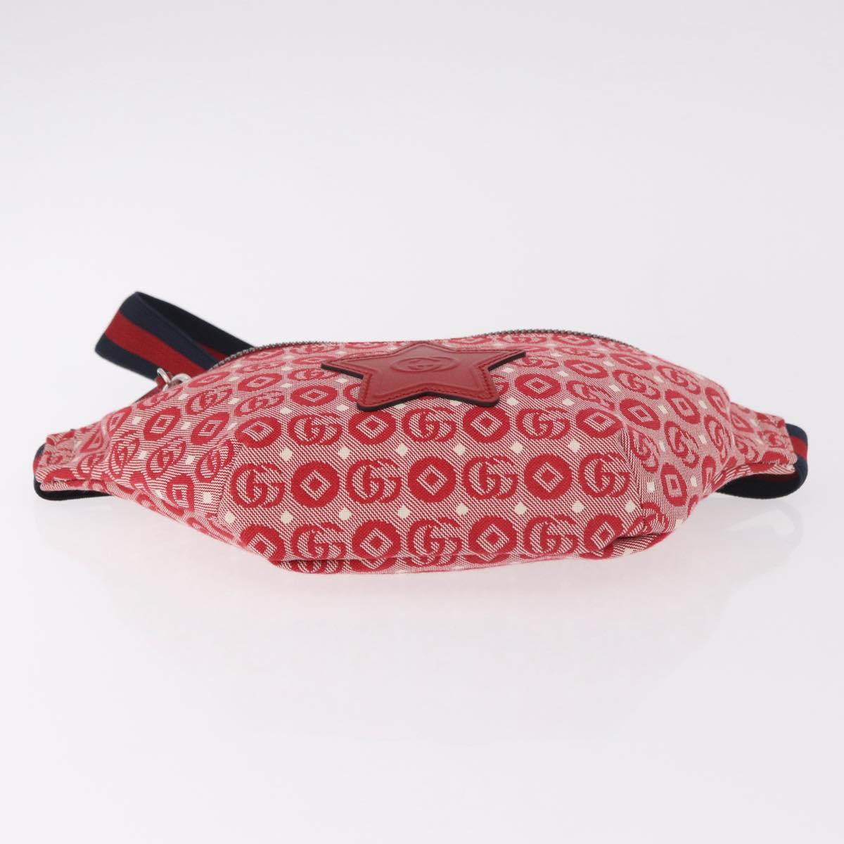 GUCCI Sherry Line Waist bag Canvas Navy Silver Red 502095 Auth 183095M