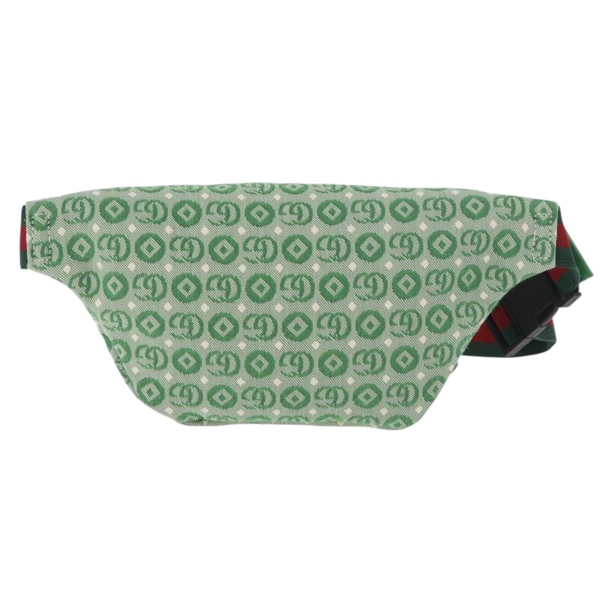 GUCCI Web Sherry Line Waist bag Canvas Green Silver Red 502095 Auth 183096M