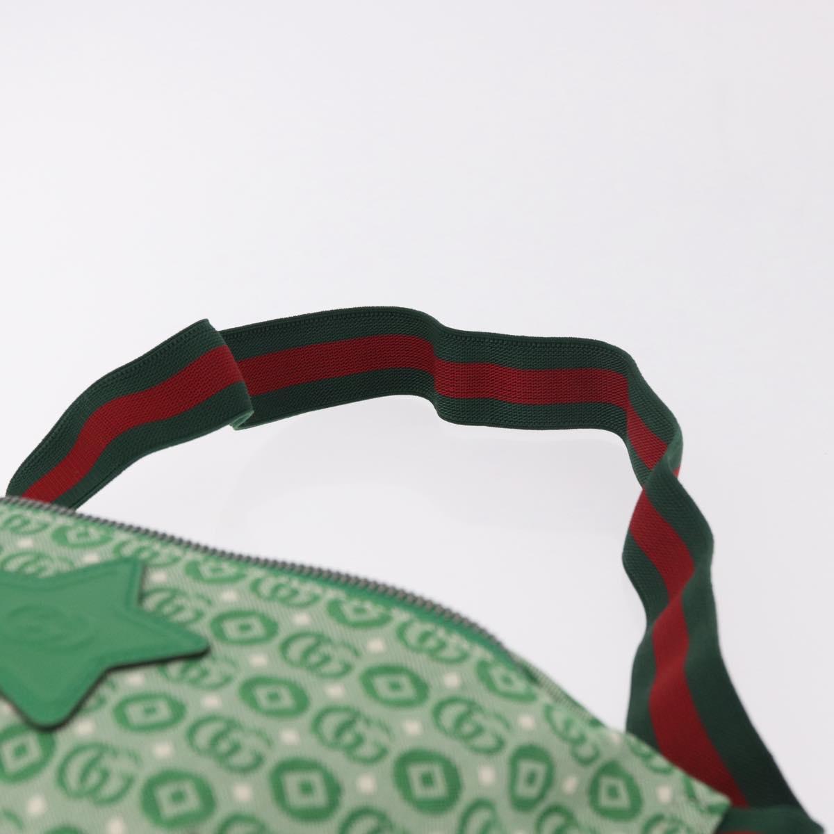 GUCCI Web Sherry Line Waist bag Canvas Green Silver Red 502095 Auth 183096M