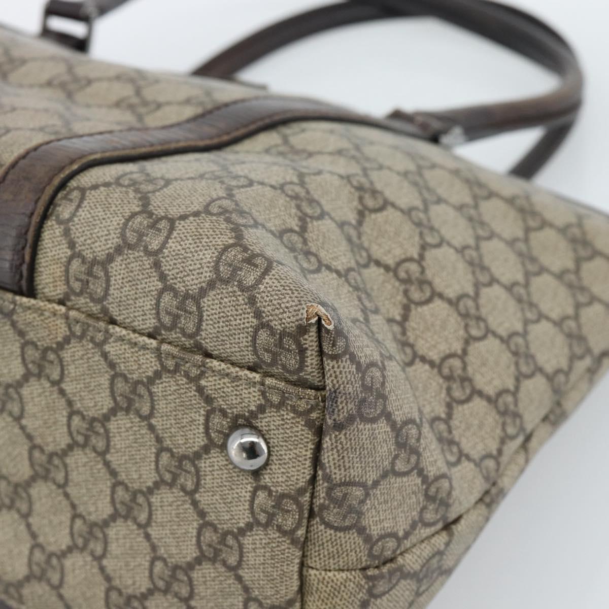 GUCCI GG Supreme Tote Bag PVC Beige Silver 114595 Auth 183097