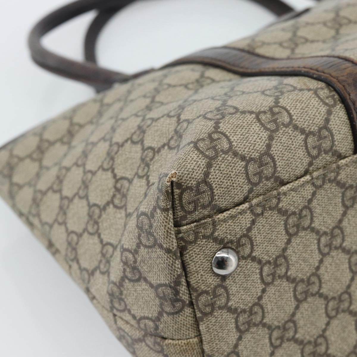GUCCI GG Supreme Tote Bag PVC Beige Silver 114595 Auth 183097