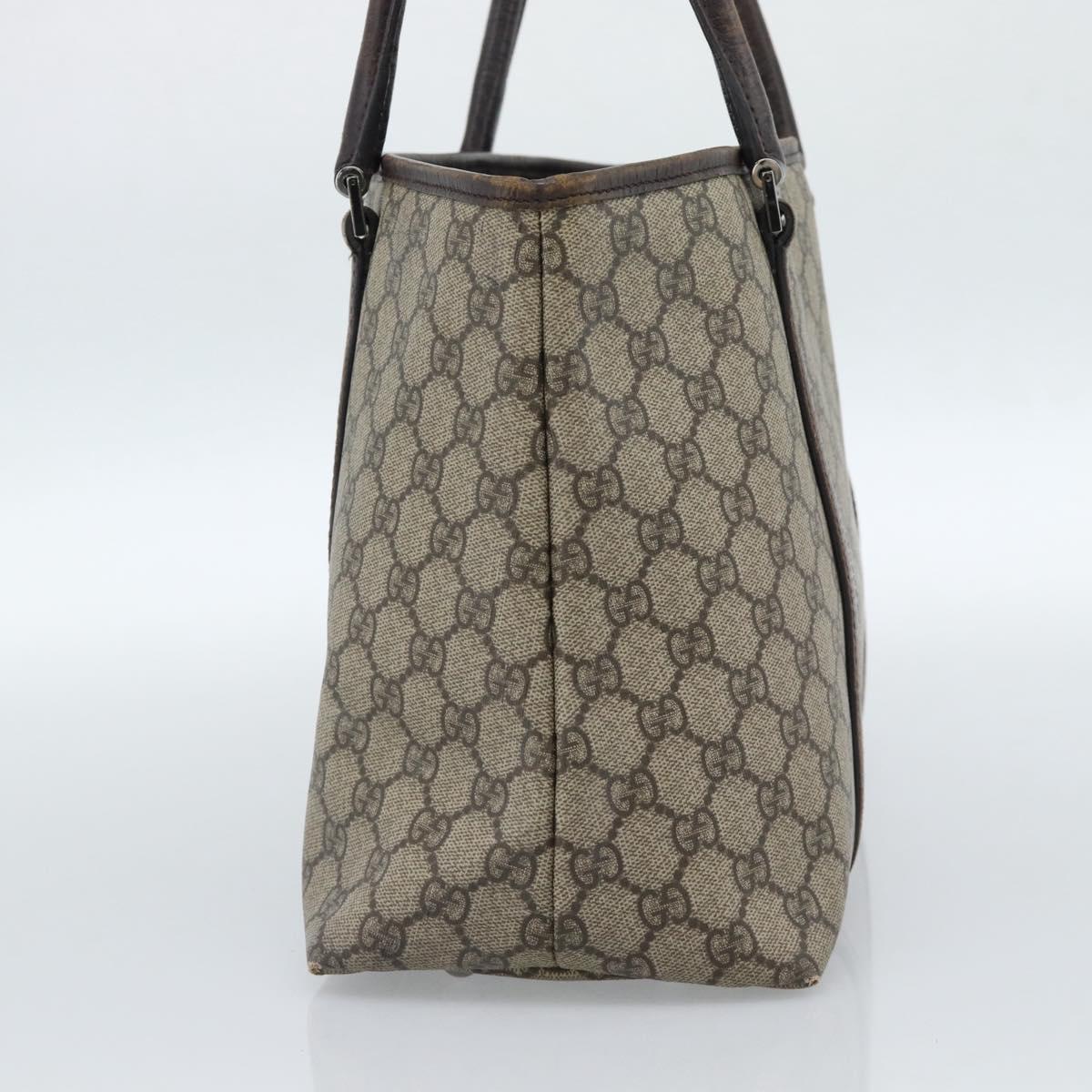 GUCCI GG Supreme Tote Bag PVC Beige Silver 114595 Auth 183097