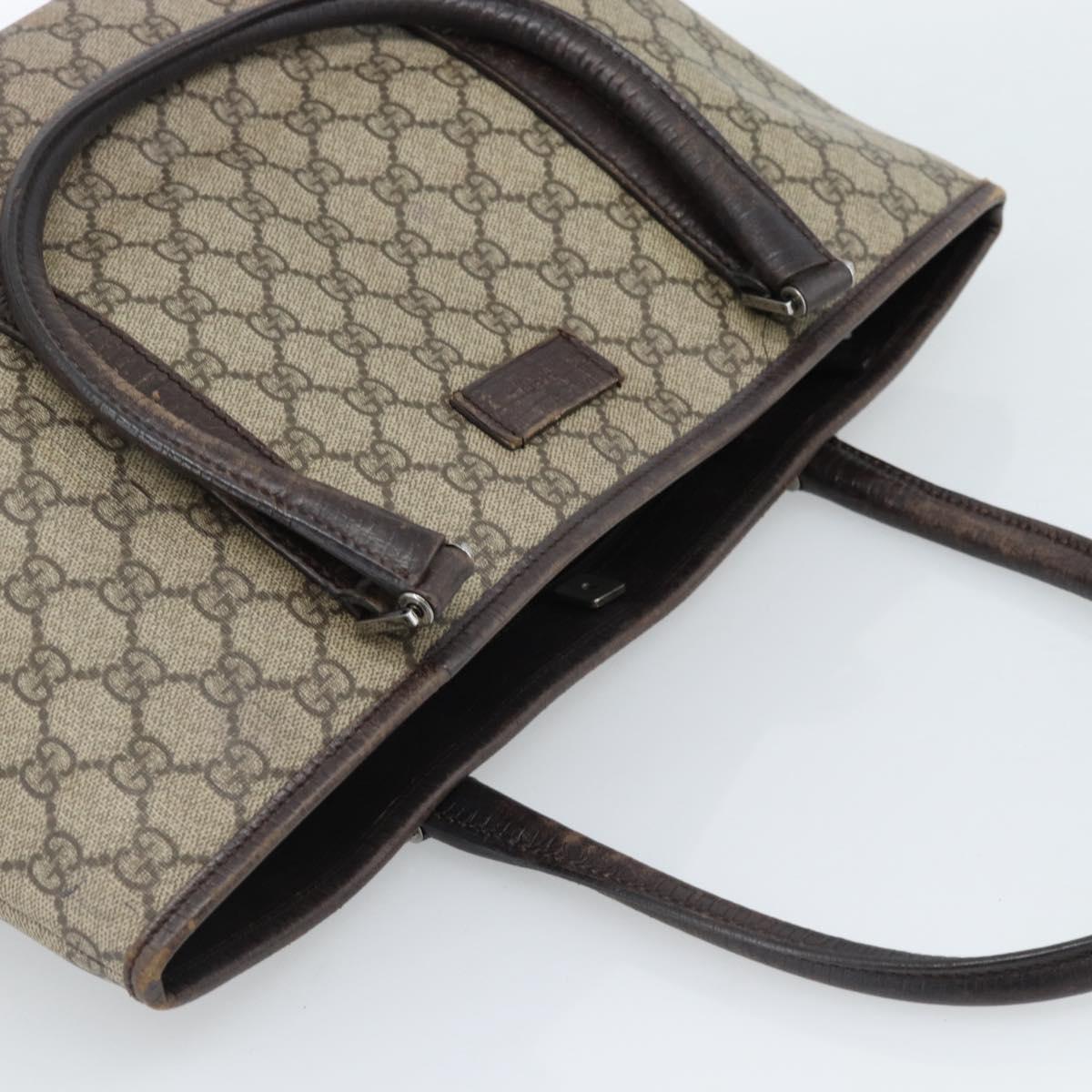 GUCCI GG Supreme Tote Bag PVC Beige Silver 114595 Auth 183097