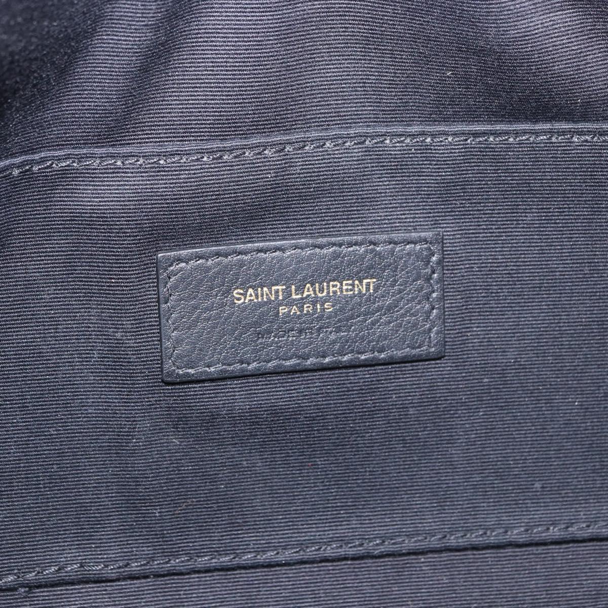 SAINT LAURENT Cassandra Waist Bag Leather Black Gold Auth 183103A