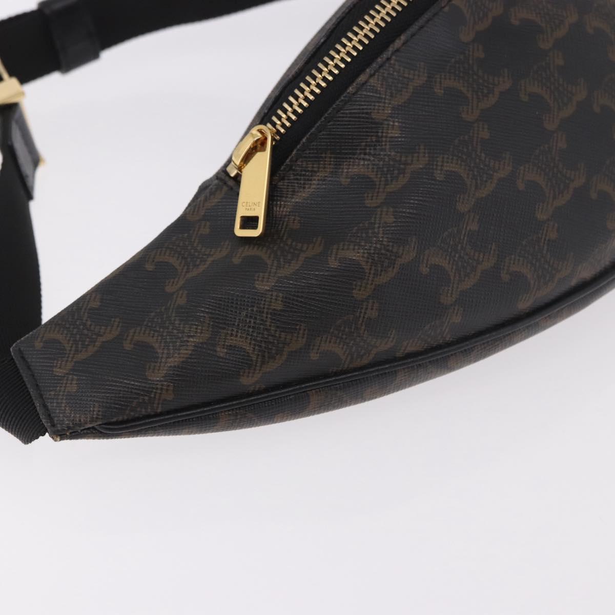 CELINE Triomphe Waist bag PVC Black Gold Auth 183105M