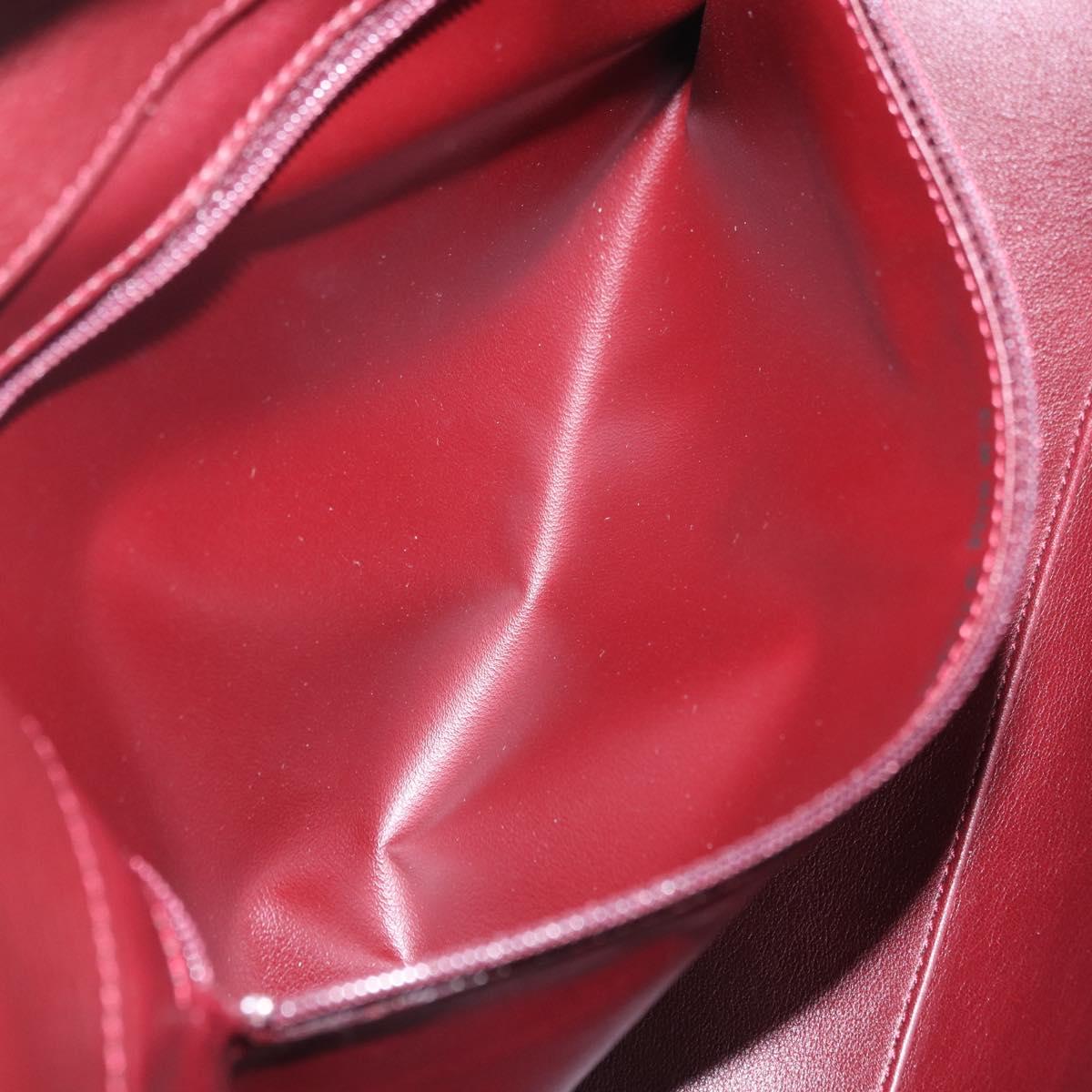 CARTIER Hand Bag Leather Bordeaux Silver Auth 183107V