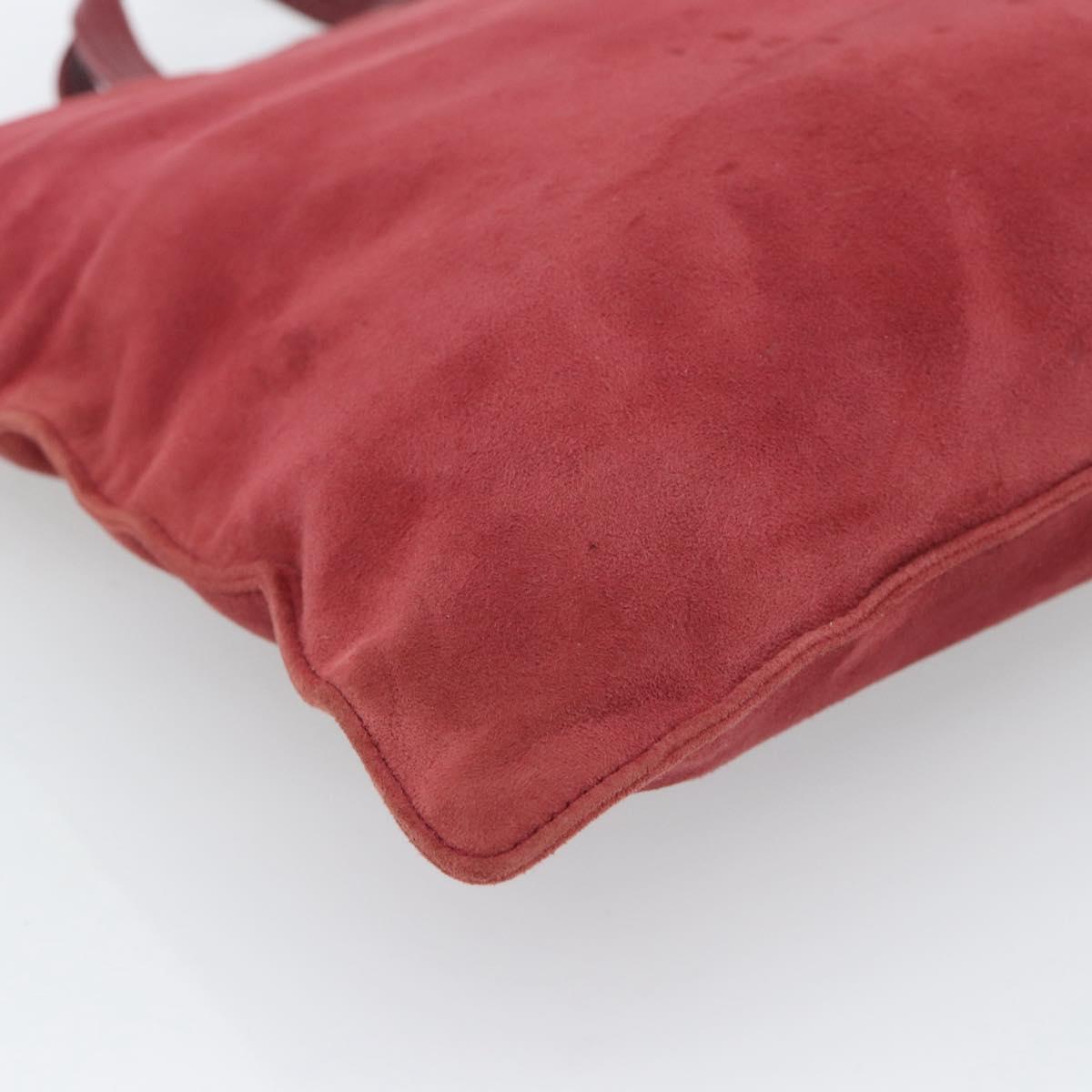 LOEWE Hand Bag Suede Red Gold Auth 183111A