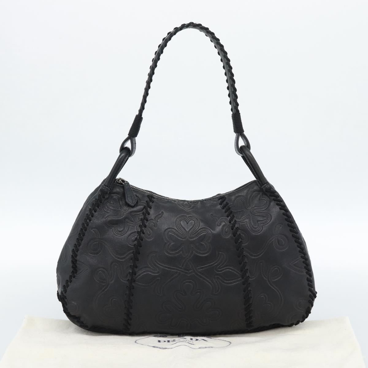 PRADA Shoulder Bag Leather Black Auth 183112SM
