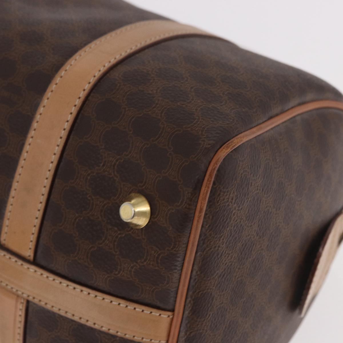 CELINE Macadam Canvas Boston Bag PVC Leather Brown Gold Auth 183113A