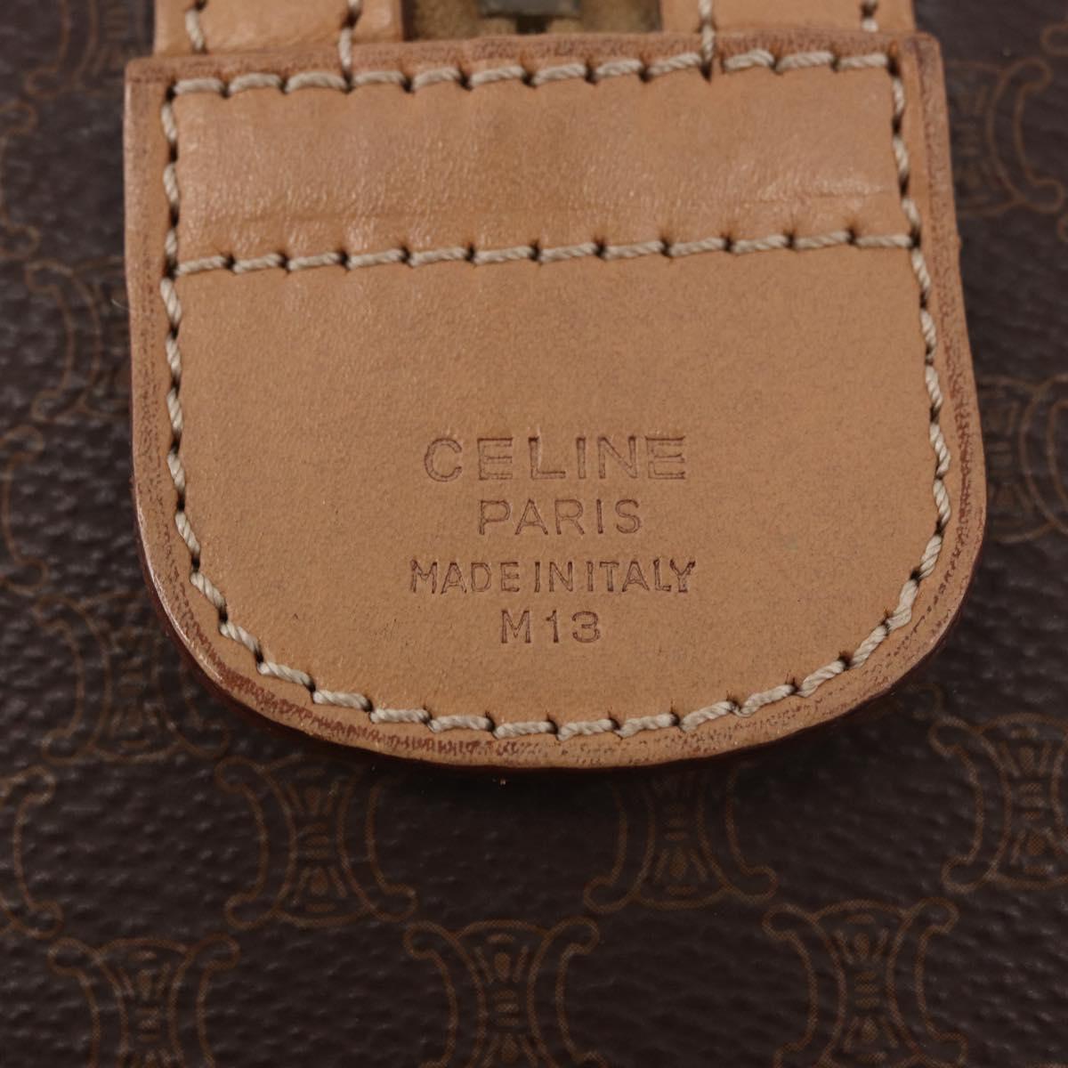 CELINE Macadam Canvas Boston Bag PVC Leather Brown Gold Auth 183113A
