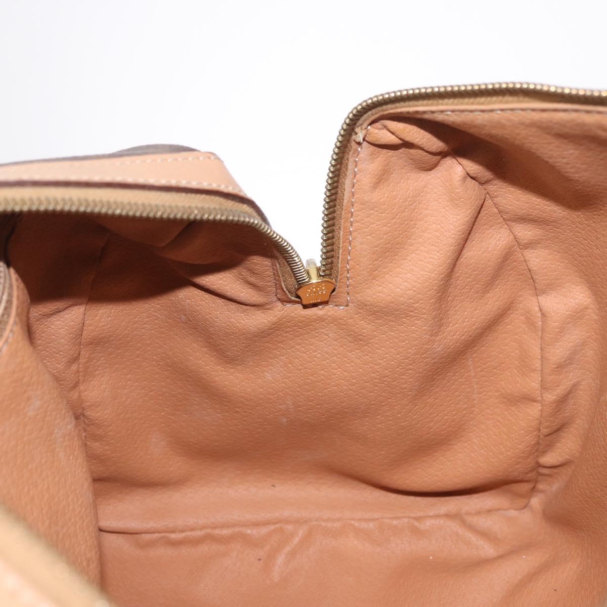 CELINE Macadam Canvas Boston Bag PVC Leather Brown Gold Auth 183113A