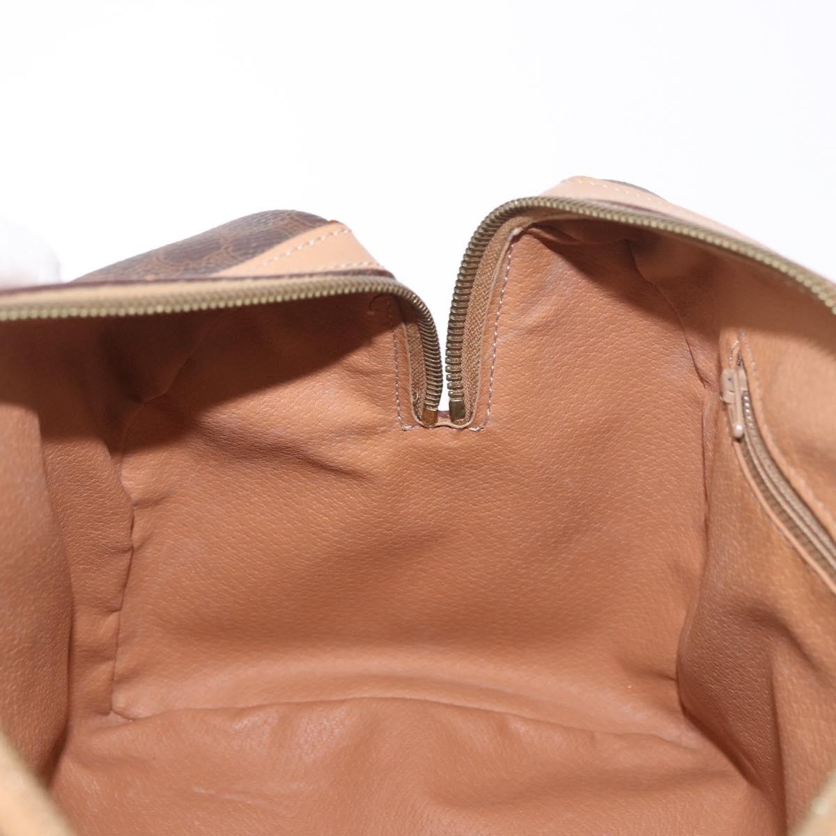 CELINE Macadam Canvas Boston Bag PVC Leather Brown Gold Auth 183113A