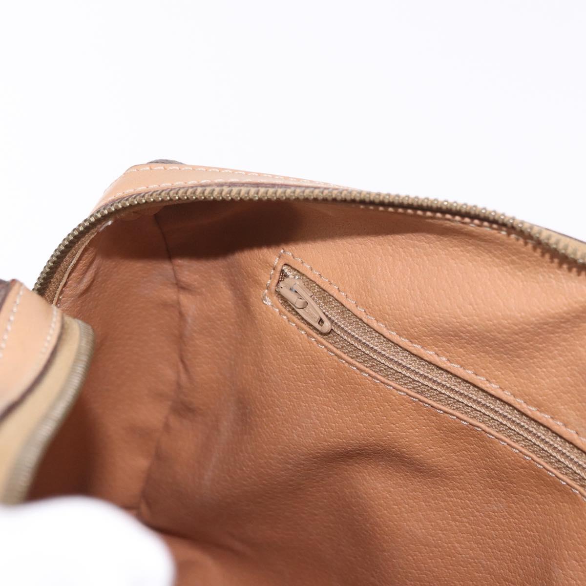 CELINE Macadam Canvas Boston Bag PVC Leather Brown Gold Auth 183113A