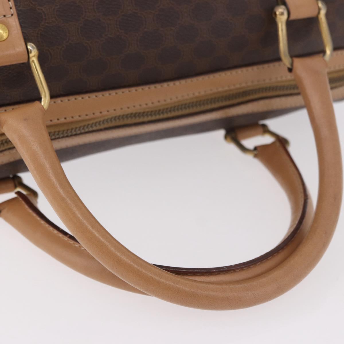 CELINE Macadam Canvas Boston Bag PVC Leather Brown Gold Auth 183113A