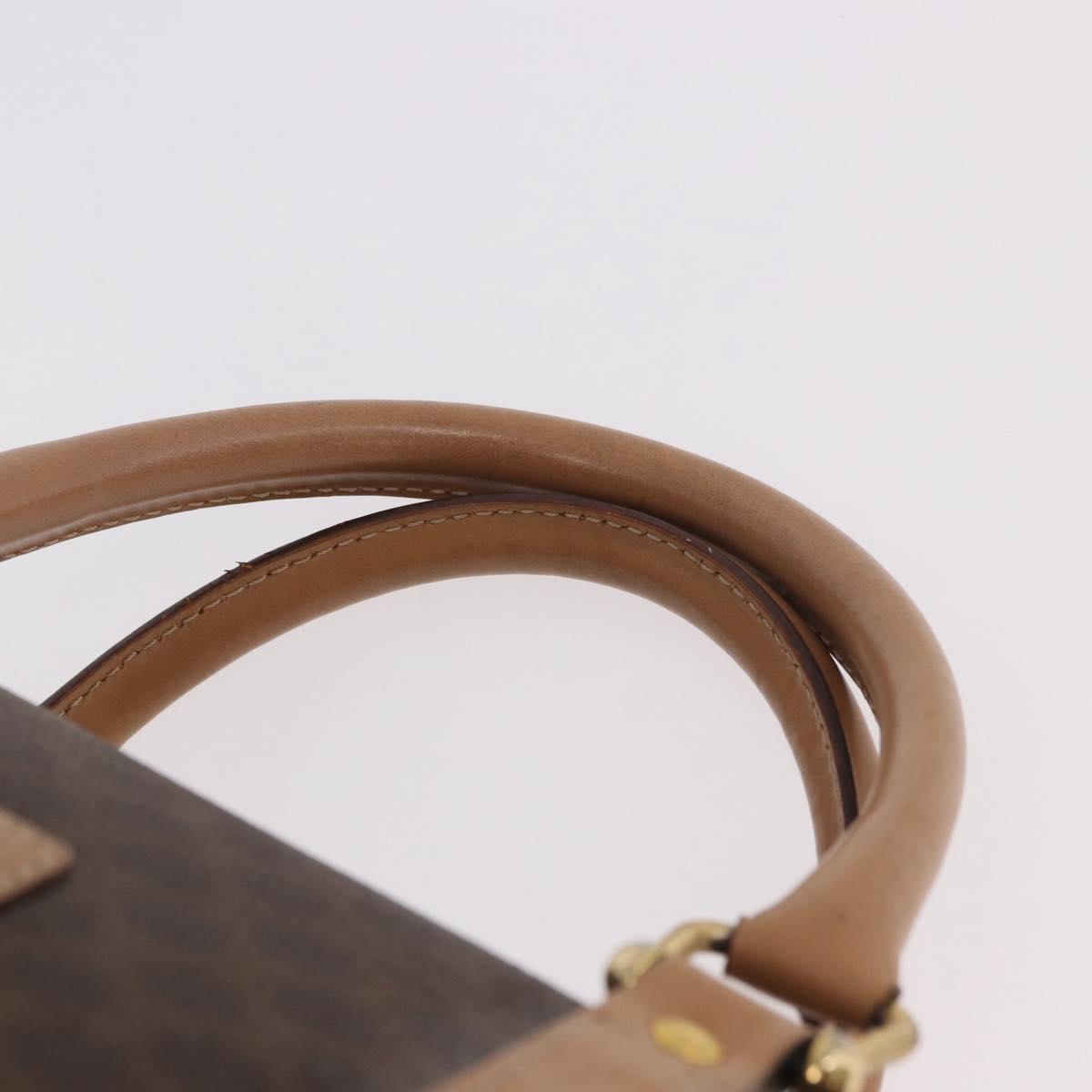 CELINE Macadam Canvas Boston Bag PVC Leather Brown Gold Auth 183113A