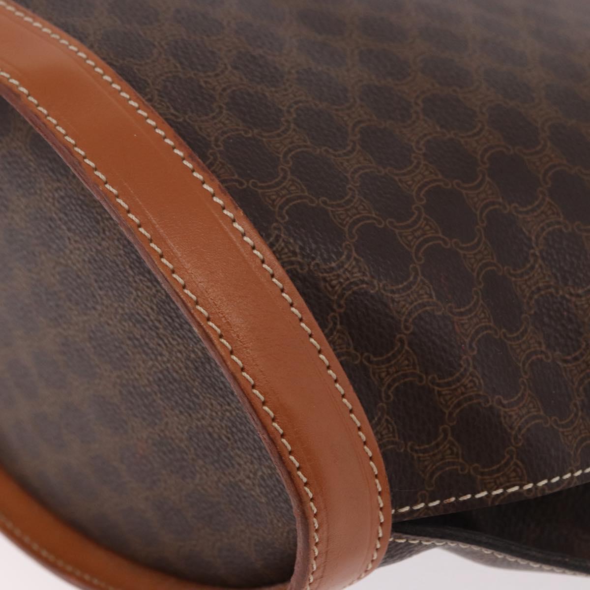 CELINE Macadam Canvas Tote Bag PVC Leather Brown Gold Auth 183115V